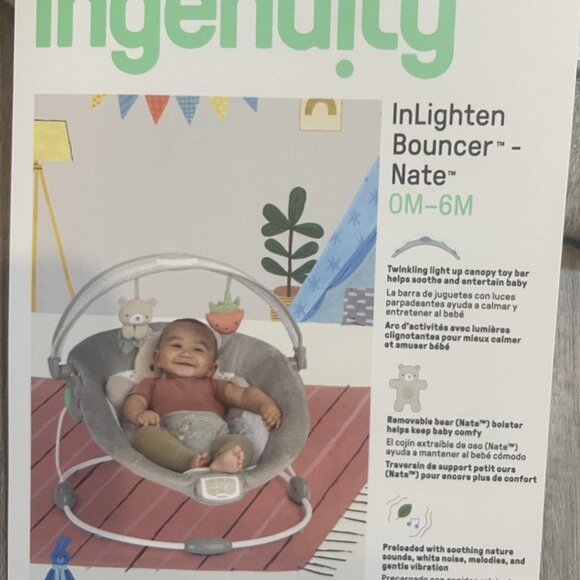 *NEW* Baby Bouncer Seat w/ Light Up Toy Bar & Pillow Mat - Picture 5 of 6